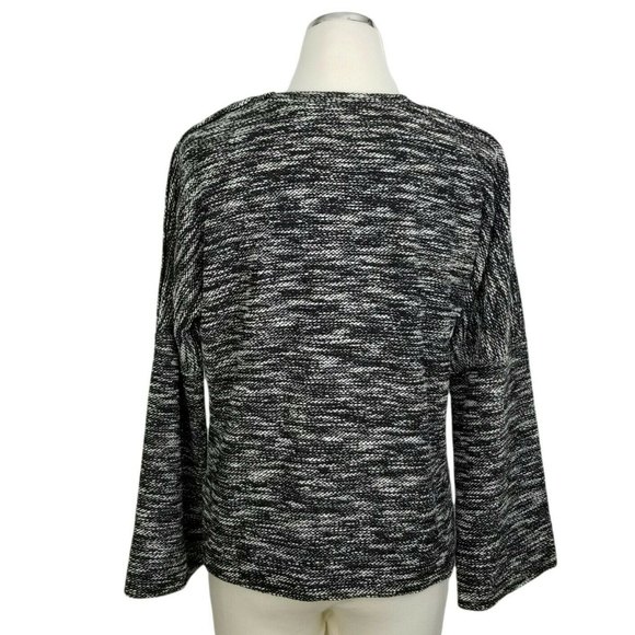 Madewell Knit Sweater Shirt Wide Sleeve Button Shoulder Black & White Small - Picture 7 of 11